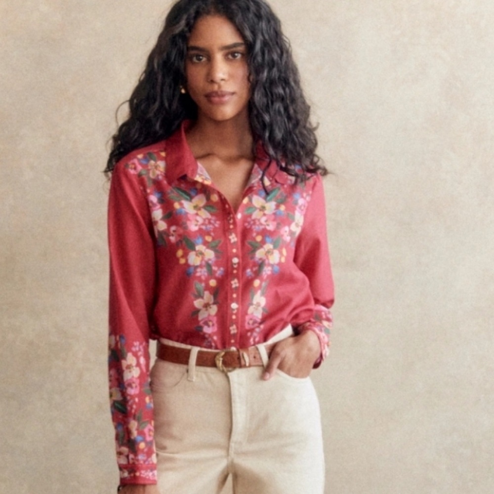 Sezane x Aimie Pierro Pink Floral blouse